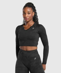 DAMES Gymshark Croptops|T-shirts*Adapt Camo Long Sleeve Crop Top