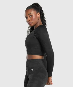DAMES Gymshark Croptops|T-shirts*Adapt Camo Long Sleeve Crop Top