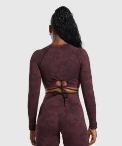 DAMES Gymshark Croptops|T-shirts*Adapt Camo Seamless Long Sleeve Crop Top