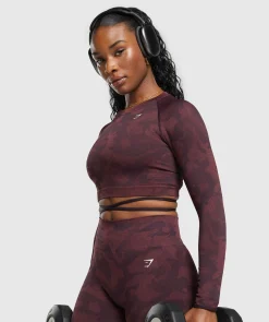 DAMES Gymshark Croptops|T-shirts*Adapt Camo Seamless Long Sleeve Crop Top