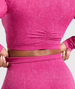 DAMES Gymshark T-shirts*Adapt Fleck Seamless Long Sleeve Crop Top