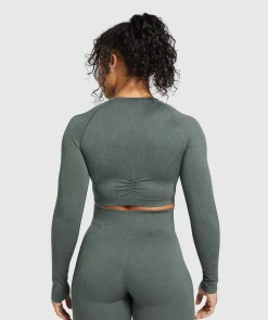 DAMES Gymshark Croptops|T-shirts*Adapt Fleck Seamless Long Sleeve Crop Top