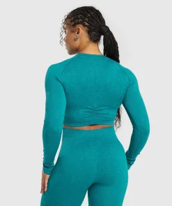 DAMES Gymshark Croptops|T-shirts*Adapt Fleck Seamless Long Sleeve Crop Top
