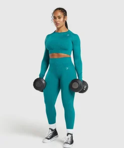 DAMES Gymshark Croptops|T-shirts*Adapt Fleck Seamless Long Sleeve Crop Top