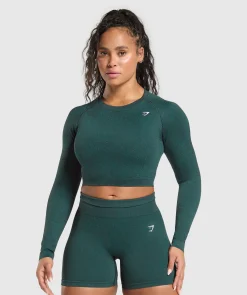 DAMES Gymshark Croptops|T-shirts*Adapt Fleck Seamless Long Sleeve Crop Top