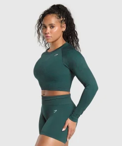 DAMES Gymshark Croptops|T-shirts*Adapt Fleck Seamless Long Sleeve Crop Top