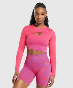 DAMES Gymshark Croptops|T-shirts*Adapt Safari Seamless Faded Long Sleeve Top