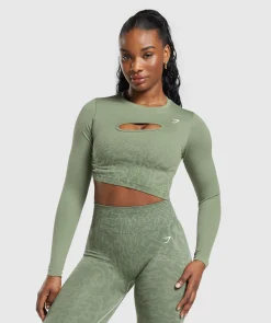 DAMES Gymshark Croptops|T-shirts*Adapt Safari Seamless Faded Long Sleeve Top