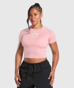 DAMES Gymshark Croptops|T-shirts*Barbell Hearts Seamless Baby Tee