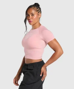 DAMES Gymshark Croptops|T-shirts*Barbell Hearts Seamless Baby Tee