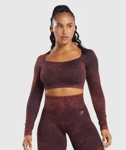 DAMES Gymshark Croptops|T-shirts*Check Seamless Washed Long Sleeve Top