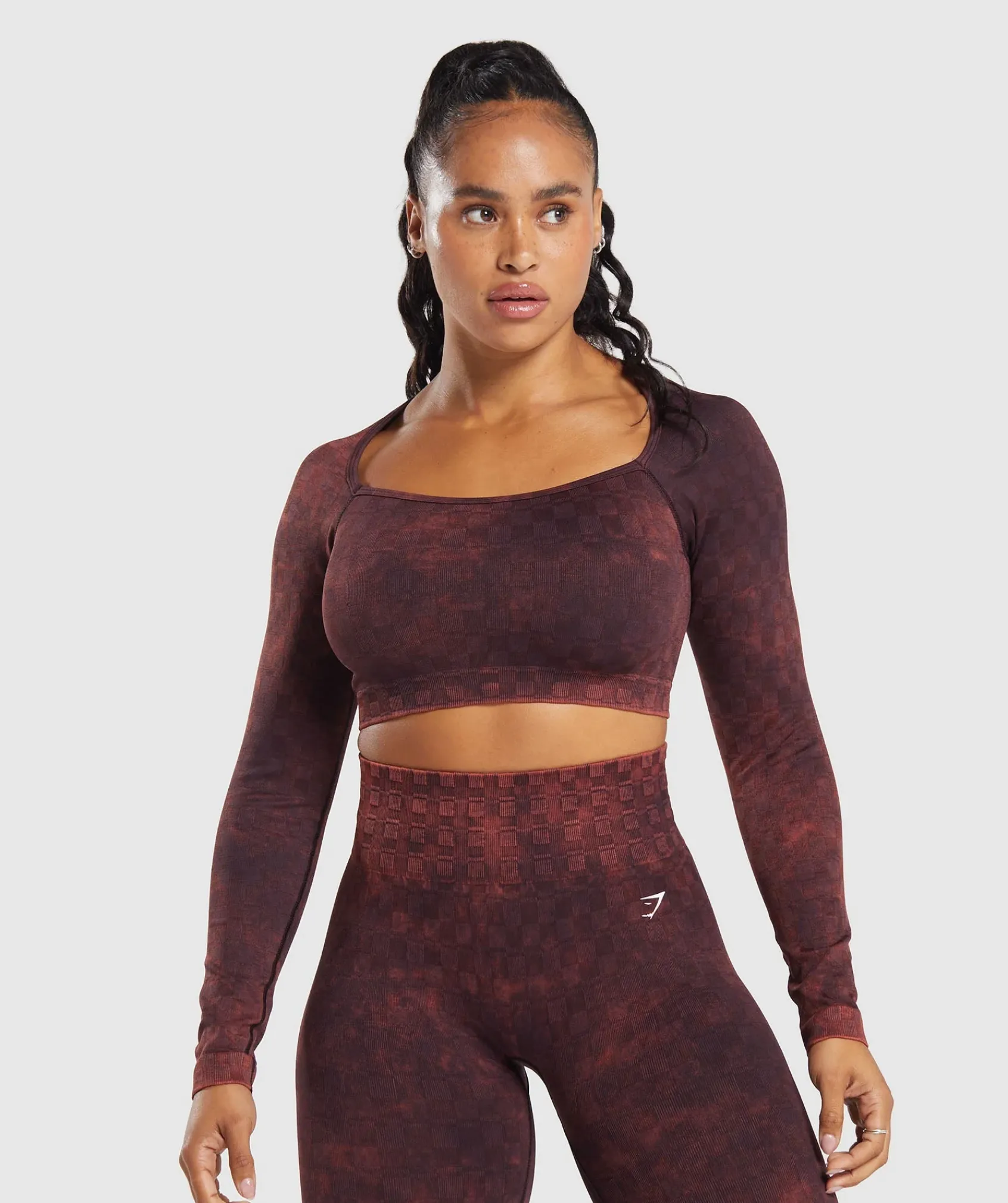 DAMES Gymshark Croptops|T-shirts*Check Seamless Washed Long Sleeve Top