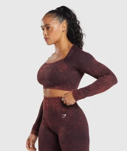 DAMES Gymshark Croptops|T-shirts*Check Seamless Washed Long Sleeve Top