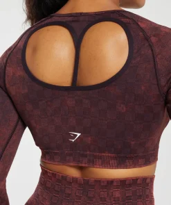 DAMES Gymshark Croptops|T-shirts*Check Seamless Washed Long Sleeve Top