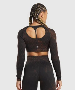 DAMES Gymshark Croptops|T-shirts*Check Seamless Washed Long Sleeve Top