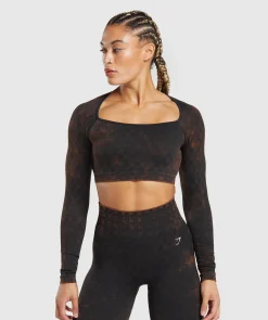 DAMES Gymshark Croptops|T-shirts*Check Seamless Washed  Long Sleeve Top