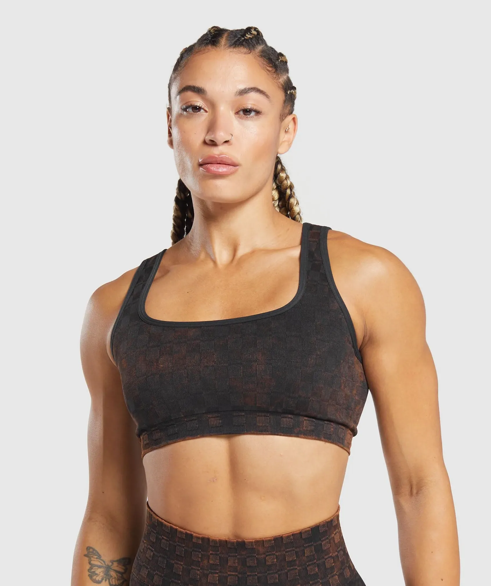 DAMES Gymshark Sport-bh's*Check Seamless Washed Sports Bra