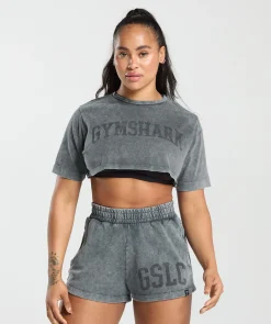 DAMES Gymshark Croptops|T-shirts*Collegiate Shadow Washed Crop Top