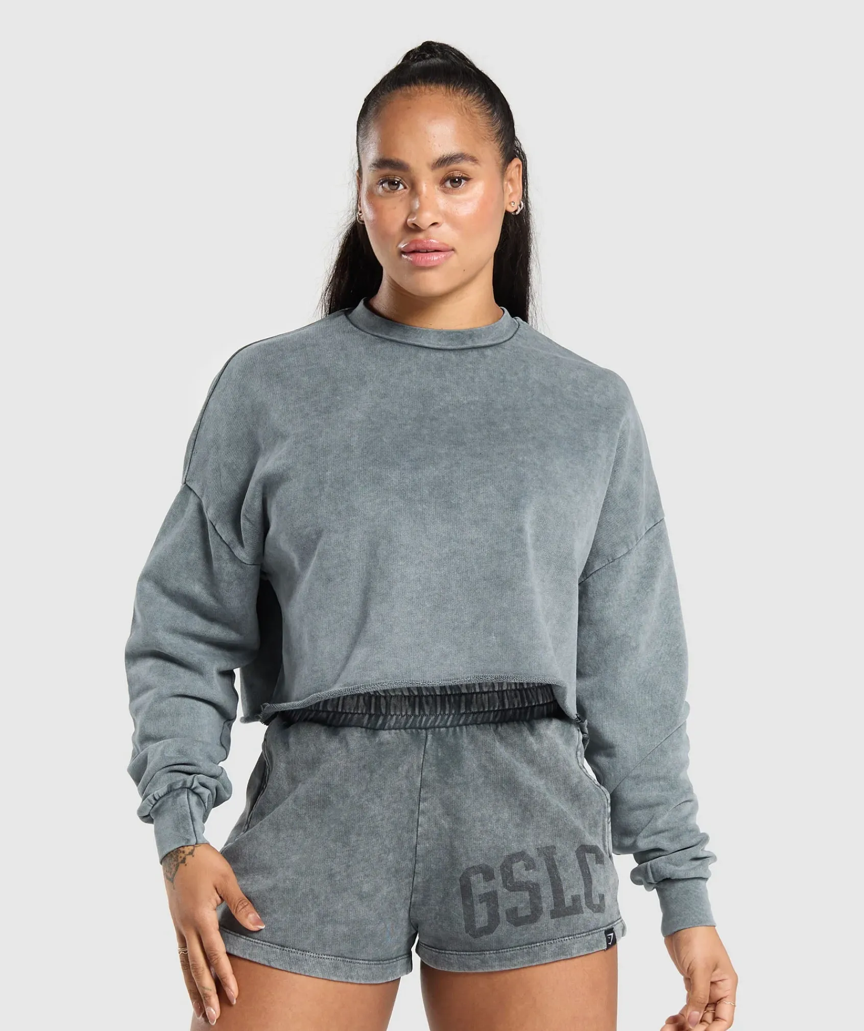 DAMES Gymshark Hoodies & Truien*Collegiate Shadow Washed Midi Sweatshirt