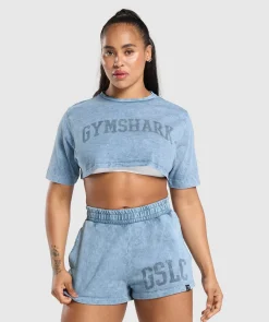DAMES Gymshark Croptops|T-shirts*Collegiate Shadow Washed Crop Top