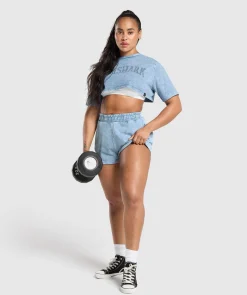 DAMES Gymshark Croptops|T-shirts*Collegiate Shadow Washed Crop Top