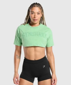 DAMES Gymshark Croptops|T-shirts*Collegiate Shadow Washed Crop Top
