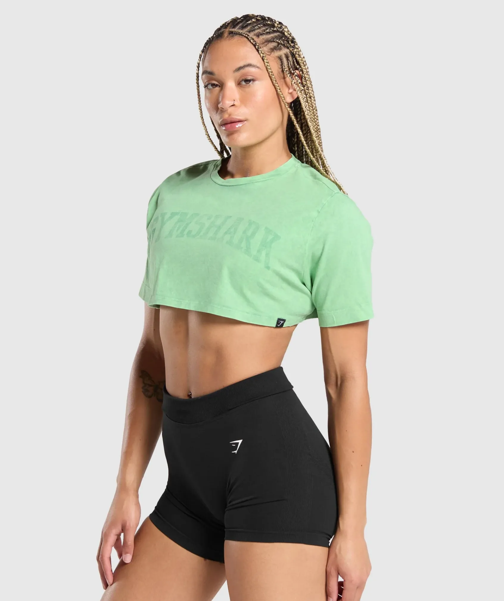 DAMES Gymshark Croptops|T-shirts*Collegiate Shadow Washed Crop Top