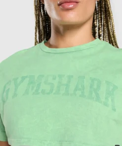 DAMES Gymshark Croptops|T-shirts*Collegiate Shadow Washed Crop Top