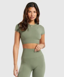 DAMES Gymshark Croptops|T-shirts*Cotton Seamless Crop Top