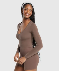 DAMES Gymshark Croptops|T-shirts*Cotton Seamless Long Sleeve Midi Top