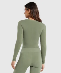 DAMES Gymshark Croptops|T-shirts*Cotton Seamless Long Sleeve Midi Top