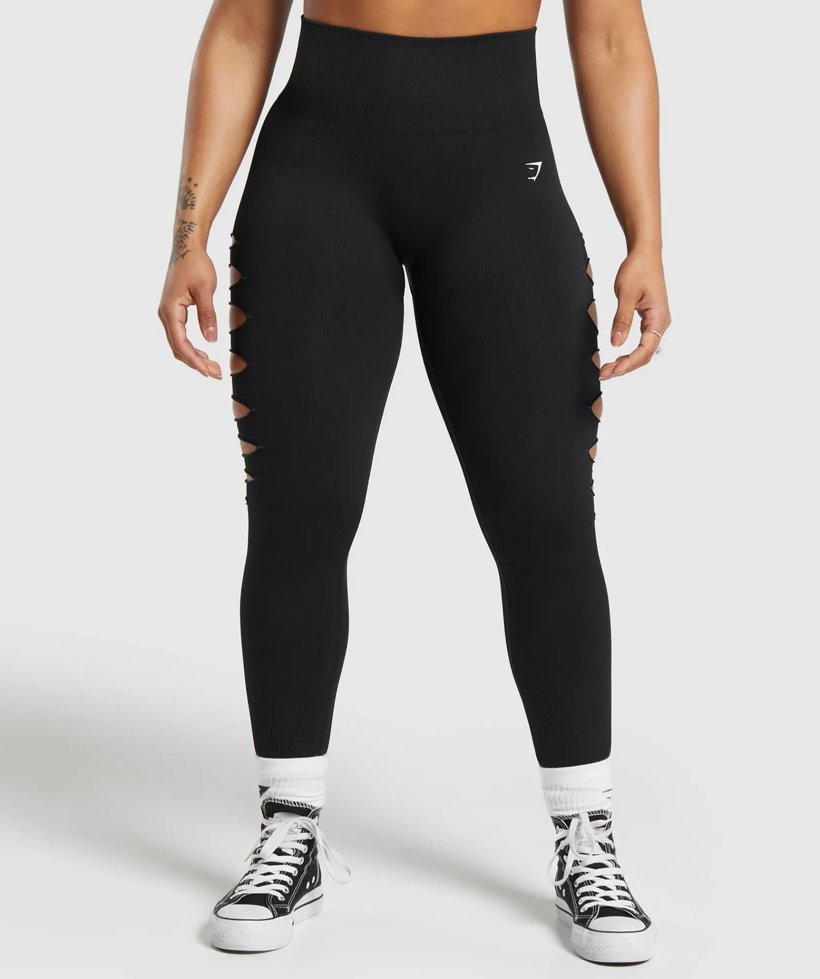 DAMES Gymshark Leggings|Zwarte Leggings*Gains Seamless Ripped Leggings