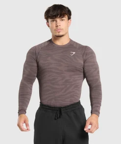Heren Gymshark T-shirts*Geo Animal Seamless Long Sleeve T-Shirt
