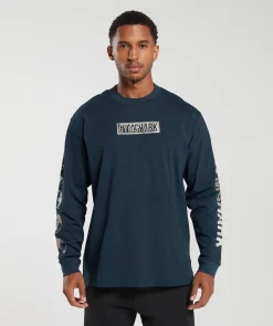 Heren Gymshark T-shirts*Global Graphic Long Sleeve T-Shirt