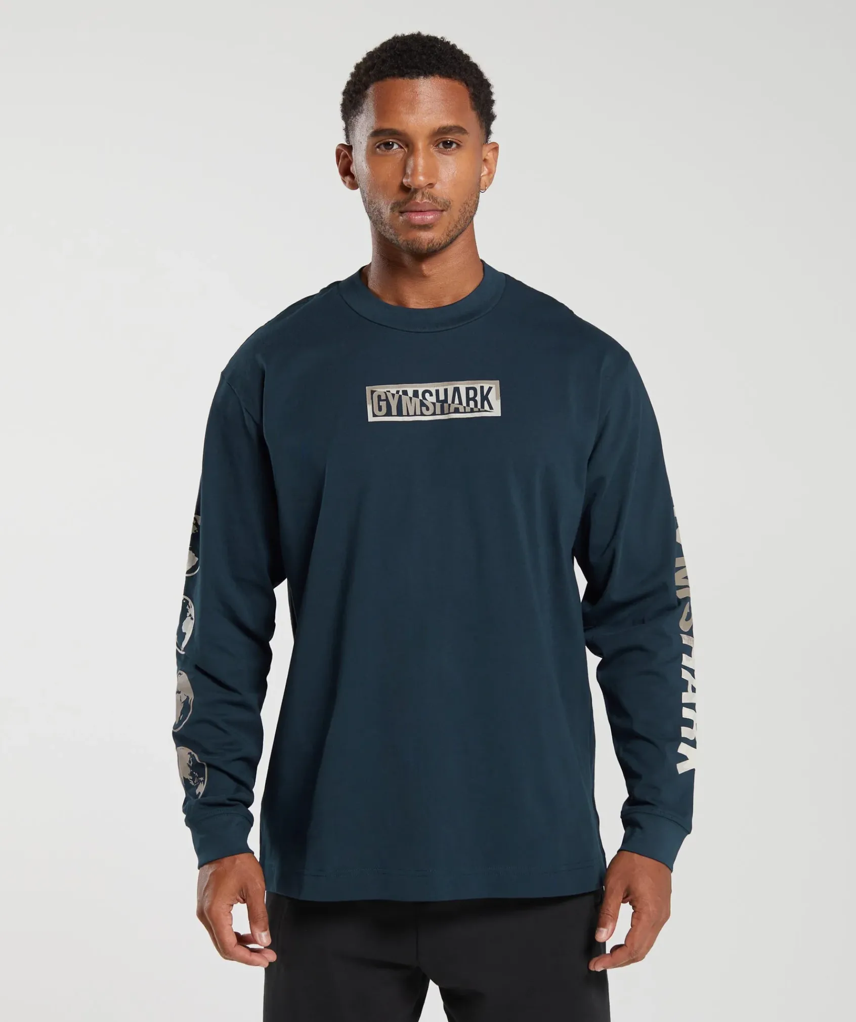 Heren Gymshark T-shirts*Global Graphic Long Sleeve T-Shirt