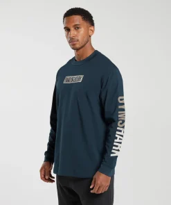 Heren Gymshark T-shirts*Global Graphic Long Sleeve T-Shirt