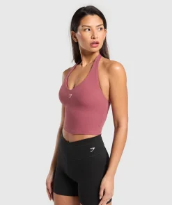 DAMES Gymshark T-shirts*Halter Neck Cami with Shelf