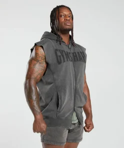Heren Gymshark Sportjacks|Hoodies & Truien*Heritage Washed Sleeveless Zip Hoodie