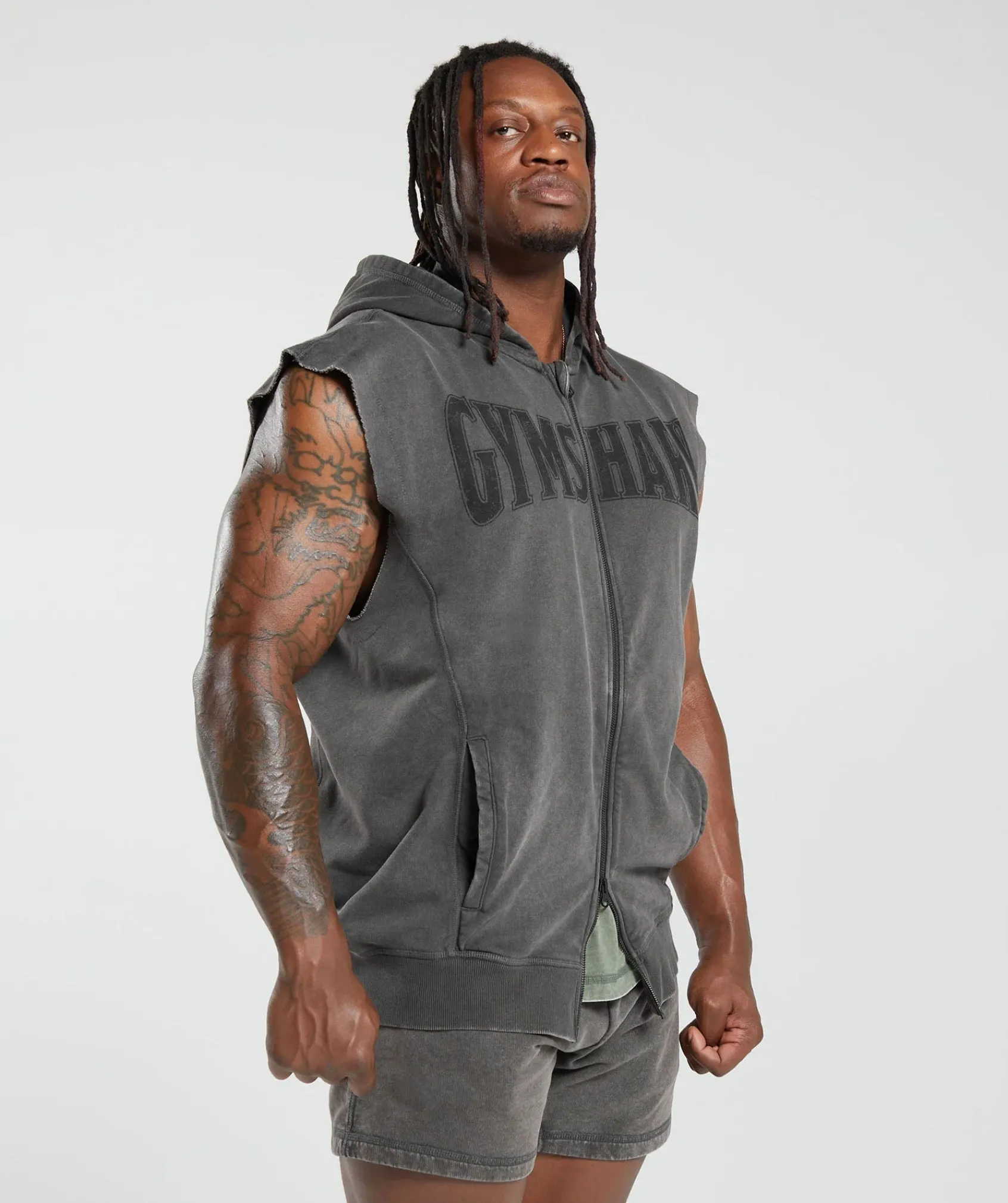 Heren Gymshark Sportjacks|Hoodies & Truien*Heritage Washed Sleeveless Zip Hoodie