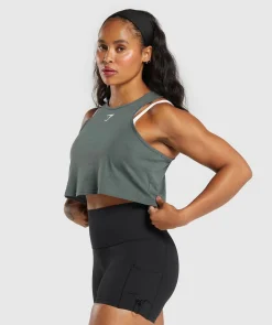 DAMES Gymshark Croptops|Tanktops*Lifting Essential Cotton Crop Tank