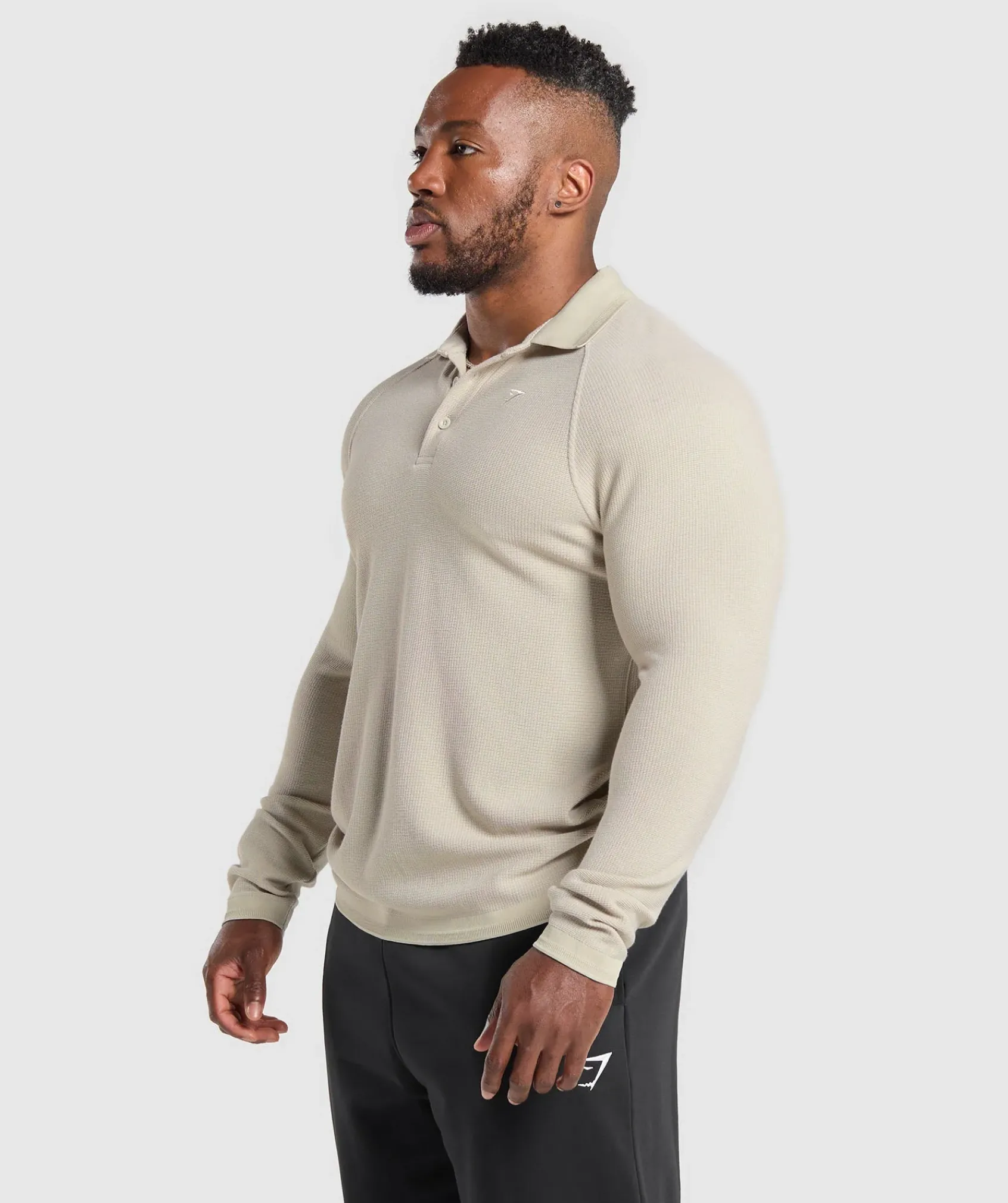 Heren Gymshark T-shirts*Long Sleeve Waffle Polo Shirt