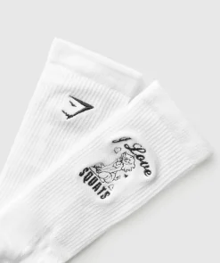 Gymshark Sokken Met Print|Sportsokken*Love Squats Graphic Crew Sock Single