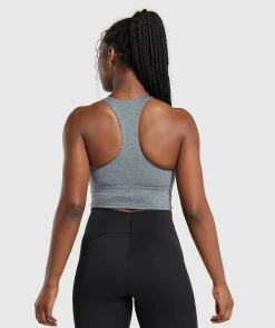 DAMES Gymshark Croptops|Tanktops*Marl Racer Crop Tank With Shelf