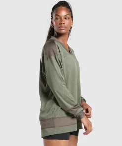 DAMES Gymshark T-shirts*Mesh Long Sleeve Varsity Top