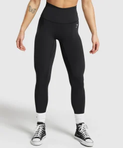 DAMES Gymshark Leggings|Zwarte Leggings*Mesh Waistband Leggings