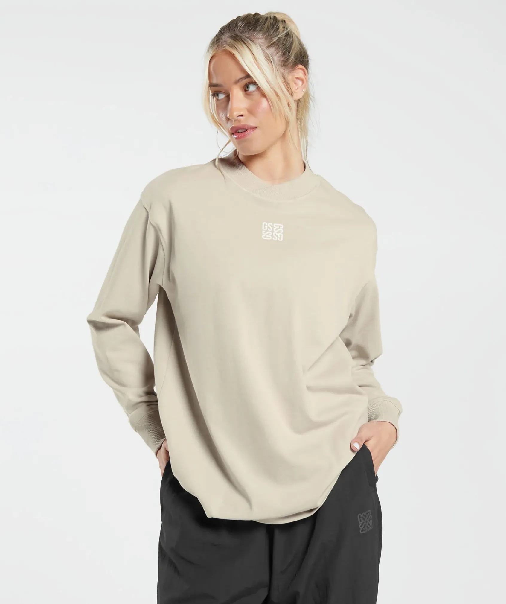 DAMES Gymshark T-shirts*Monogram Oversized Long Sleeve Top