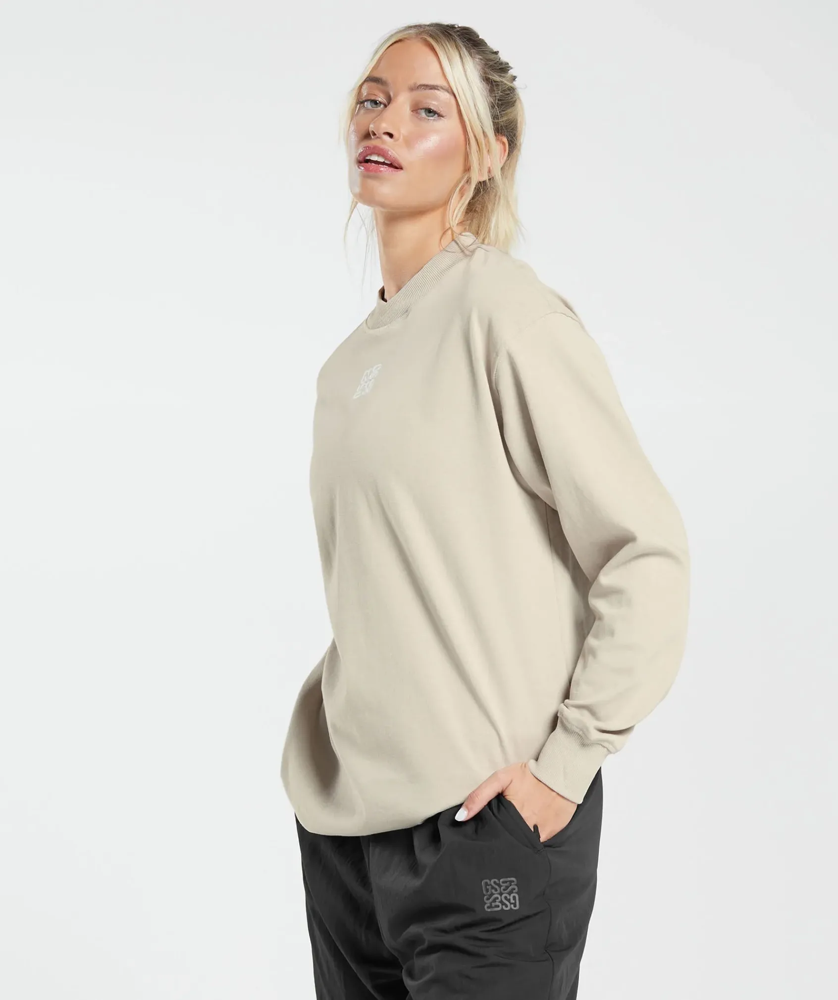 DAMES Gymshark T-shirts*Monogram Oversized Long Sleeve Top