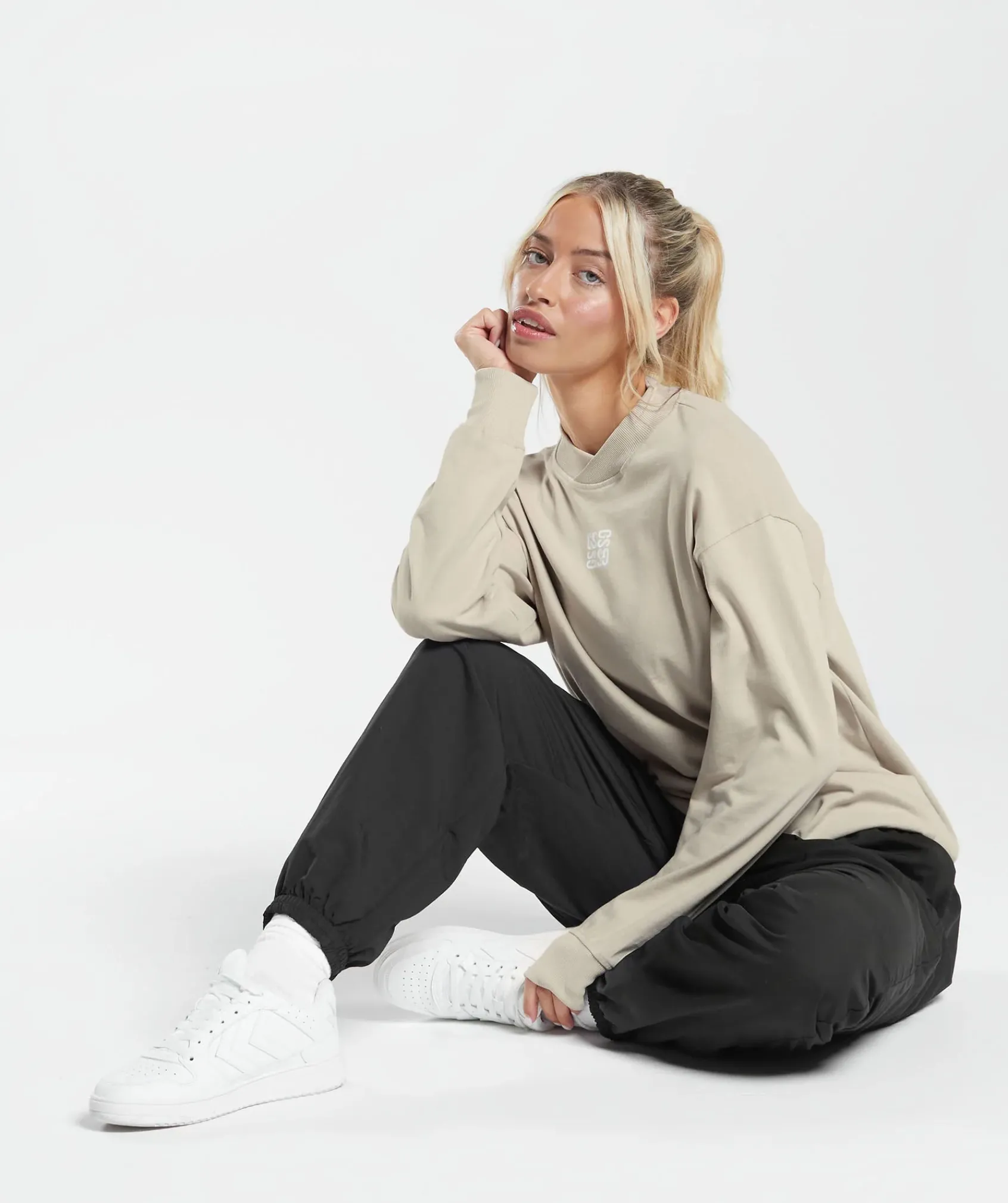 DAMES Gymshark T-shirts*Monogram Oversized Long Sleeve Top