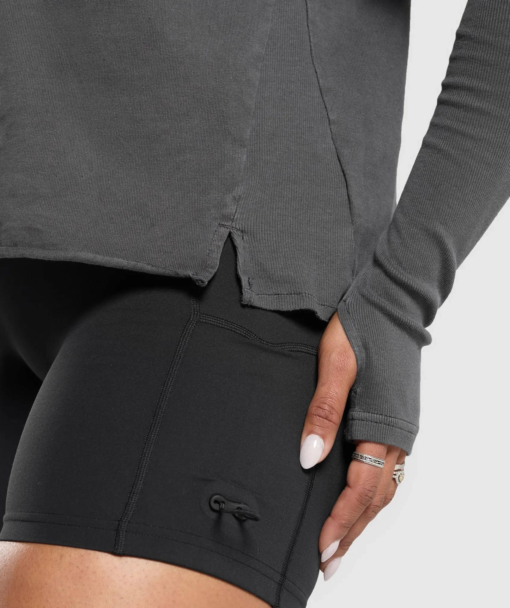 DAMES Gymshark Bedekkende Sportkleding|T-shirts*Premium Legacy Washed 2-in-1 Long Sleeve