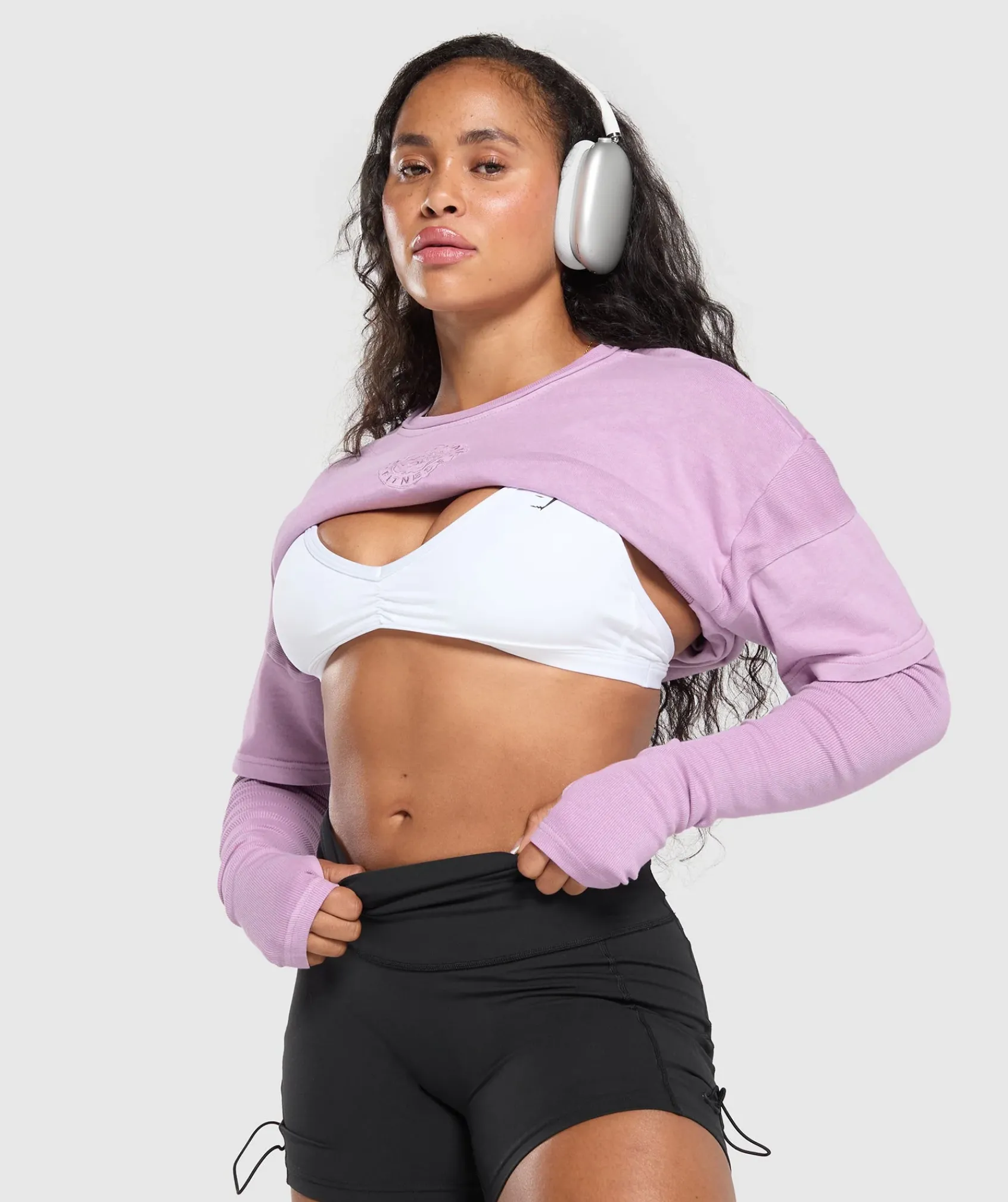 DAMES Gymshark Bedekkende Sportkleding|T-shirts*Premium Legacy Washed 2-in-1 Long Sleeve